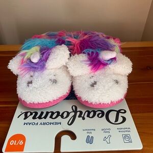 Dearfoams Pink and Multicolor Unicorn Slippers